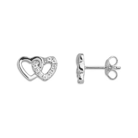 Ohrstecker Damen "Love Story" Herzen Silber