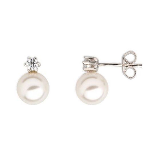 Ohrstecker Damen "Pearl Dreams" Silber Krappe Zirkonia