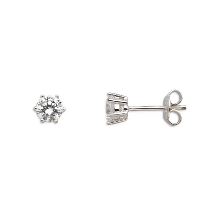 Ohrstecker Damen "Silver Circle K" 5 mm silberfarben