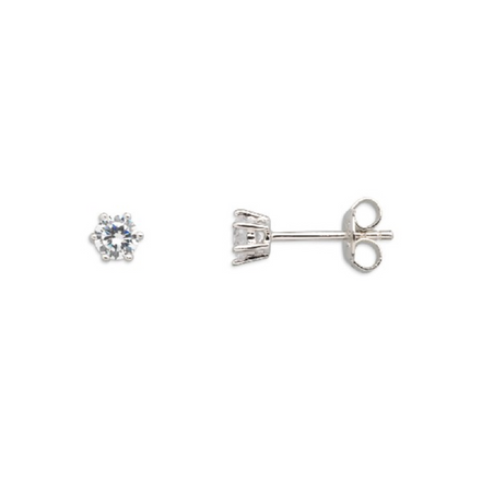 Ohrstecker Damen "Silver Circle K" 4 mm silberfarben
