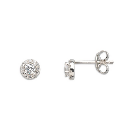 Ohrstecker Damen "Silver Circle K" silberfarben