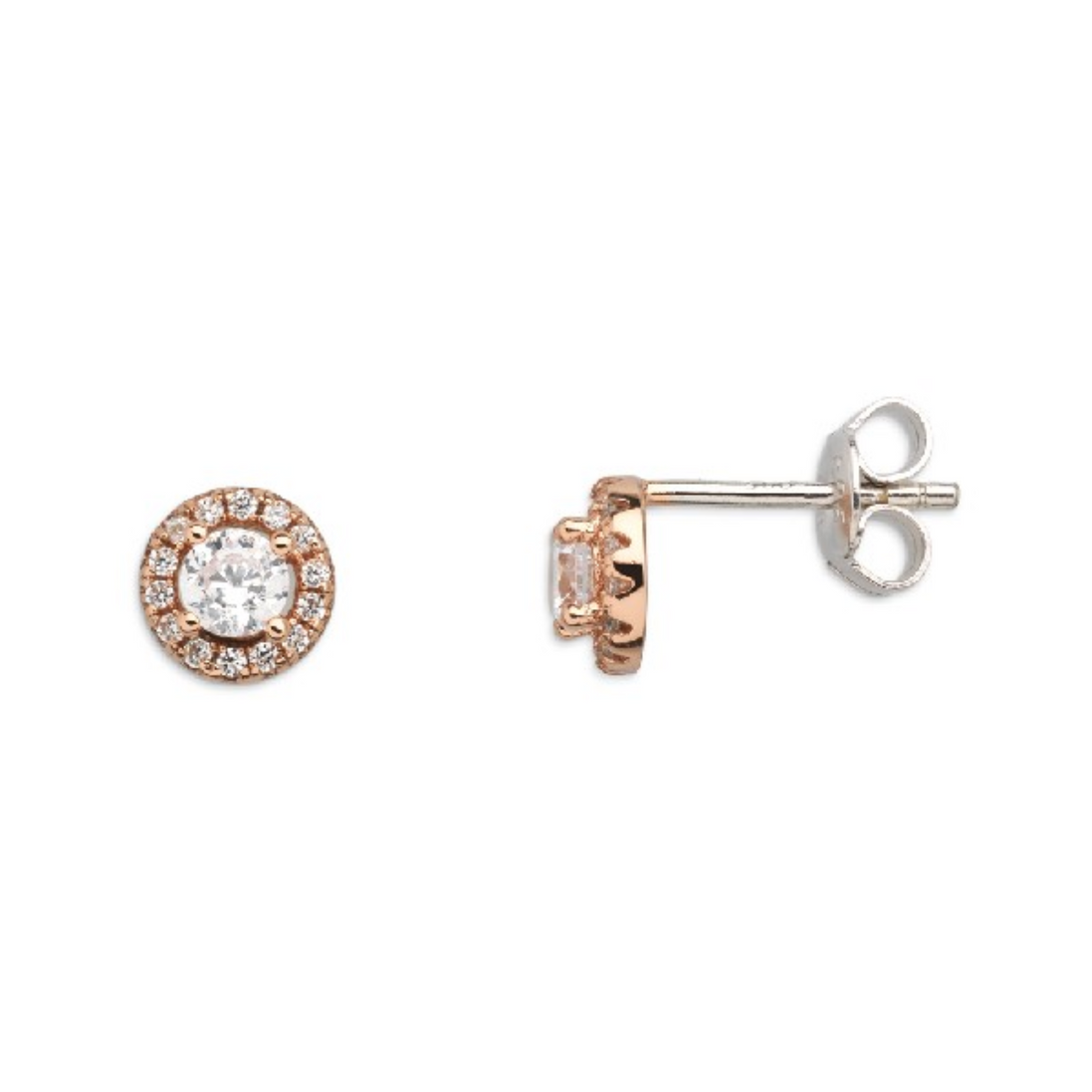 Ohrstecker Damen "Silver Circle K" rosèfarben
