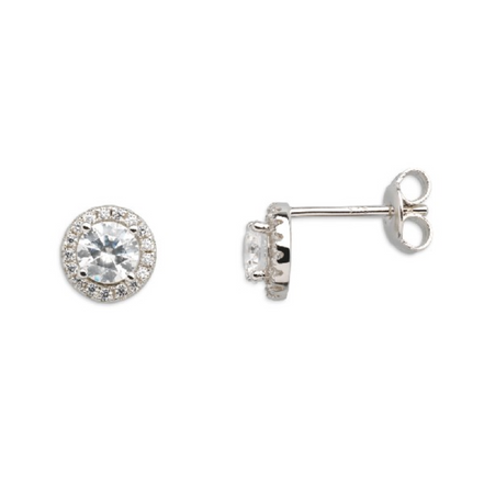 Ohrstecker Damen "Silver Circle K" silberfarben