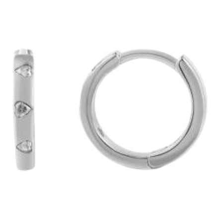 Creolen Damen "Adore" Silber, Herz-Zirkonia