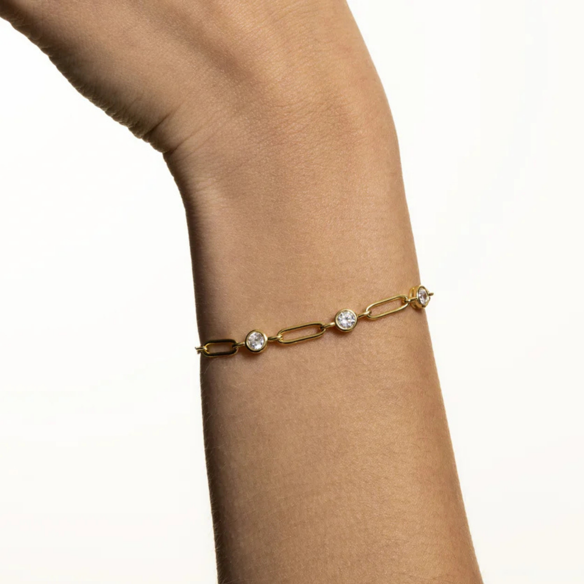 Gliederarmband Linked Zirkonia Vergoldet