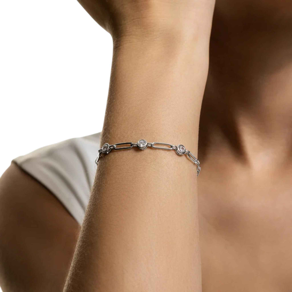Gliederarmband silber Zirkonia