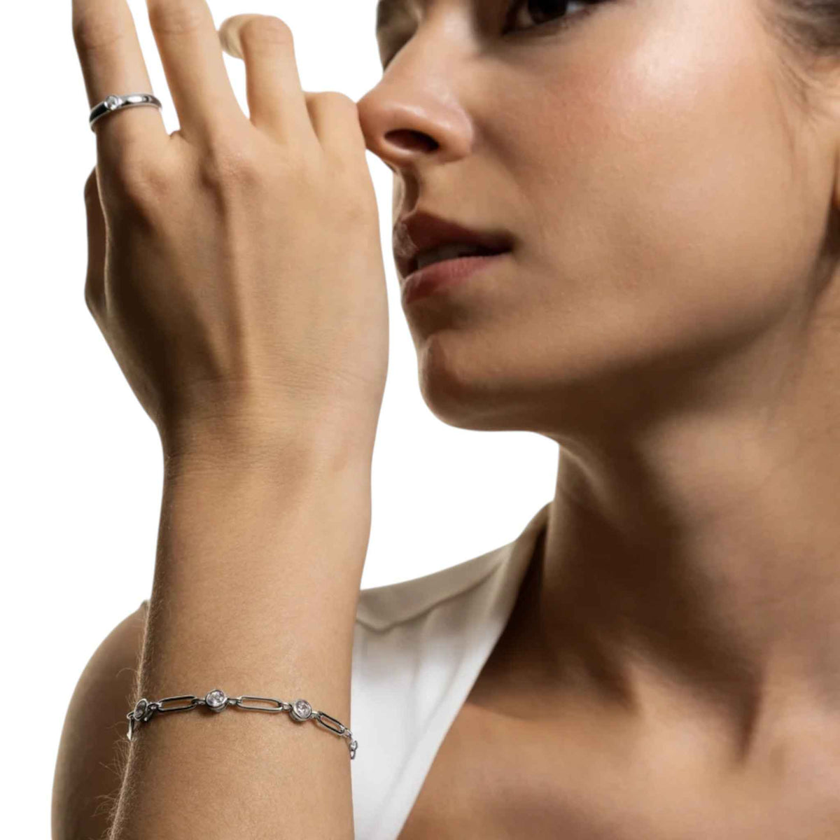 Gliederarmband silber Zirkonia