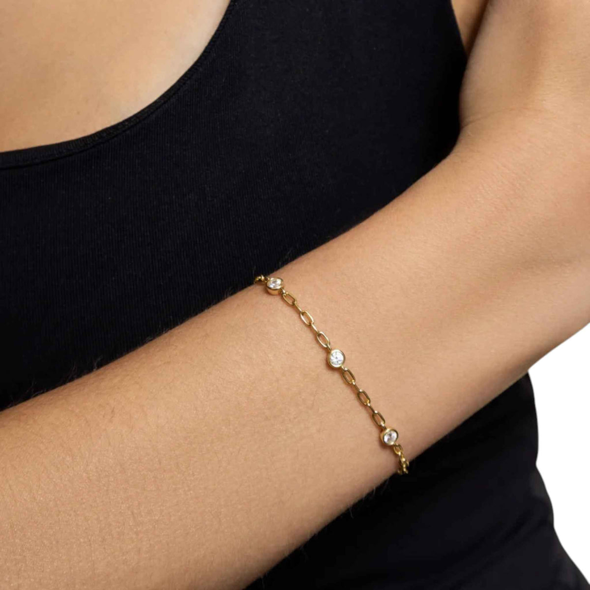 Gliederarmband vergoldet Zirkonia