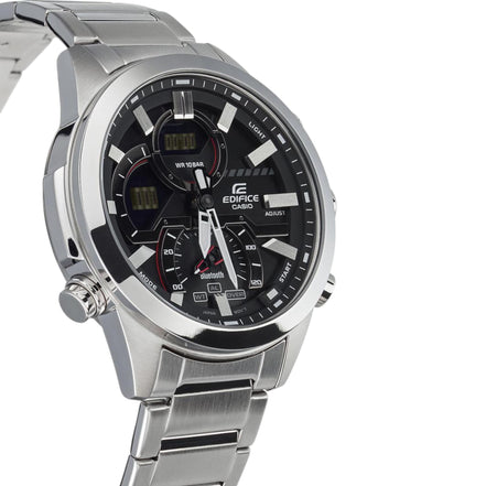 Uhr Herren "Edifice" Edelstahl, silber, schwarz ECB-30