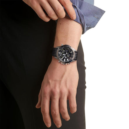 Uhr Herren "Edifice" Resin-Armband, Edelstahl, silber