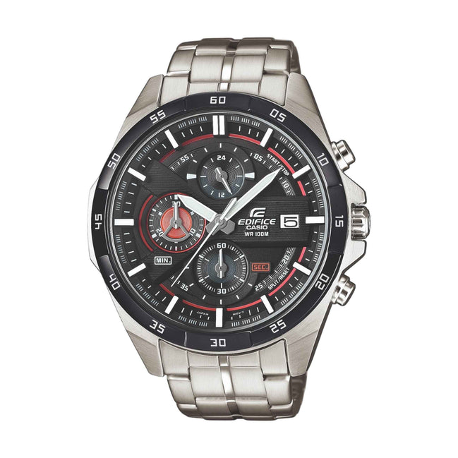 Uhr Herren "Edifice" Edelstahl, silber, schwarz, rot E