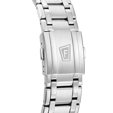Herrenuhr Chrono Bike Edelstahl, weiß/blau