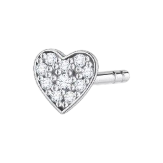 Einzel Ohrstecker "Herz" Silber mit Zirkonia