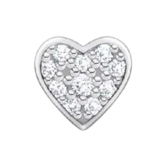 Einzel Ohrstecker "Herz" Silber mit Zirkonia