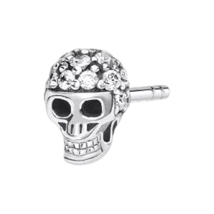 Einzel Ohrstecker "Totenkopf" Silber