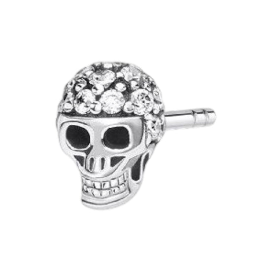 Einzel Ohrstecker "Totenkopf" Silber