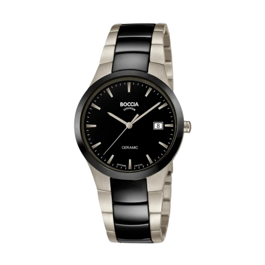 Herrenuhr Ceramic Schwarz Silber