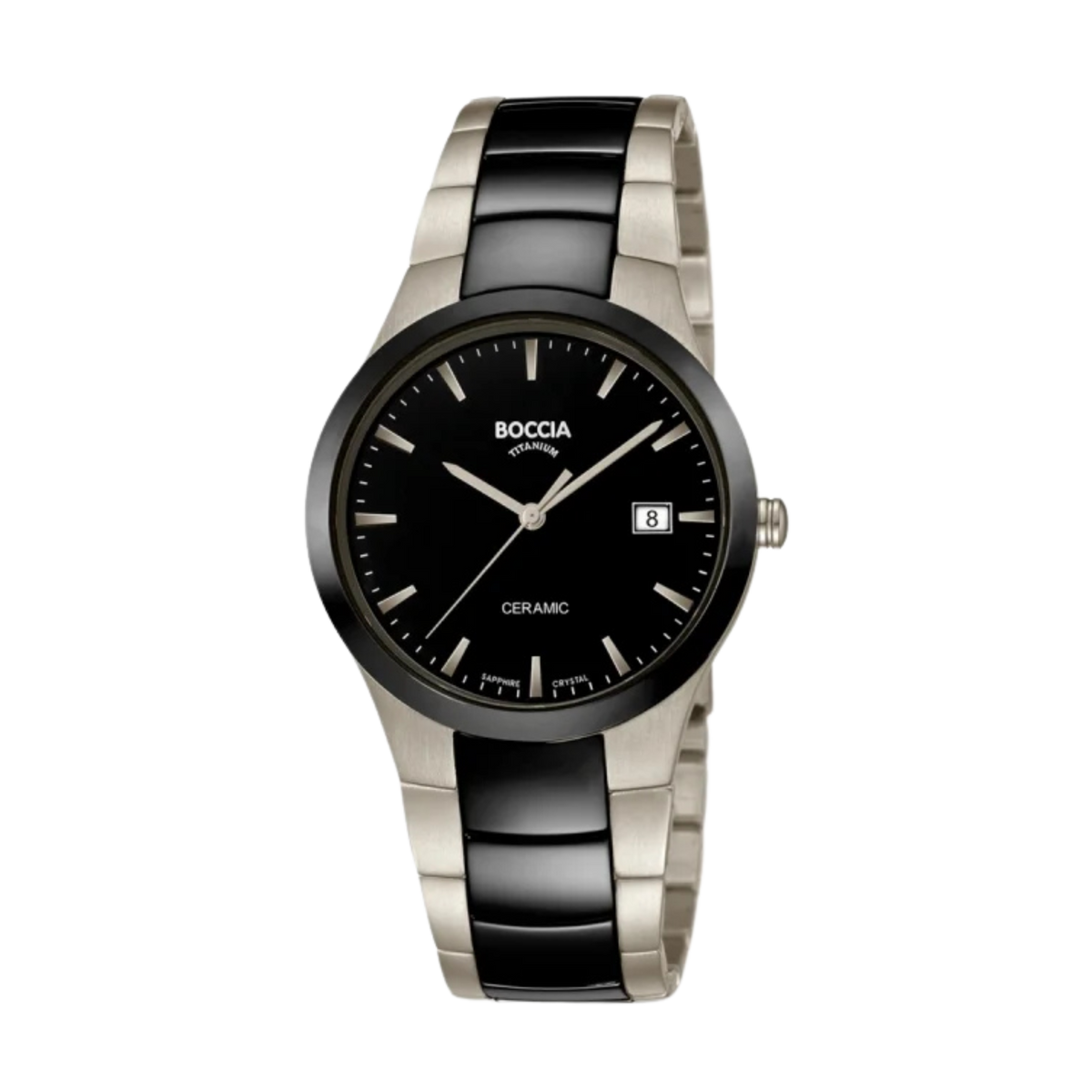 Herrenuhr Ceramic Schwarz Silber
