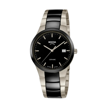 Herrenuhr Ceramic Schwarz Silber