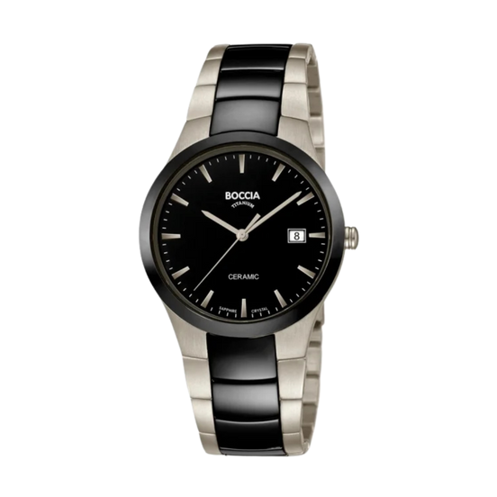Herrenuhr Ceramic Schwarz Silber