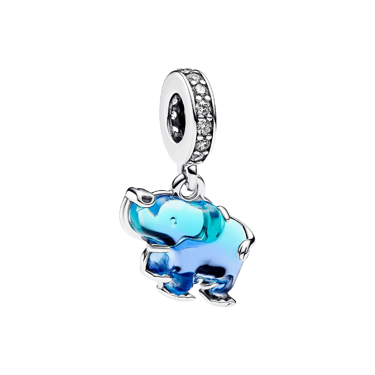 MOMENTS Charm Elefant Murano-Glas blau