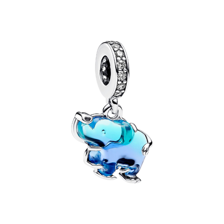MOMENTS Charm Elefant Murano-Glas blau