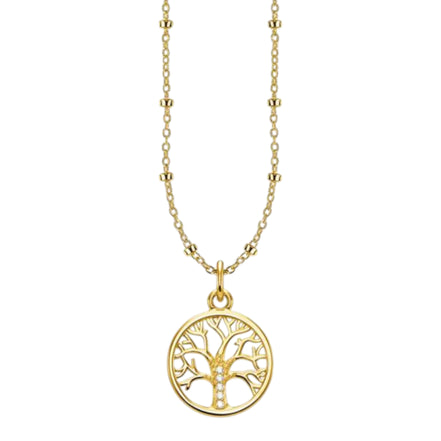 Kette "Baum des Lebens" Silber vergoldet Zirkonia