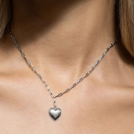 Gliederkette Herzanhänger silber
