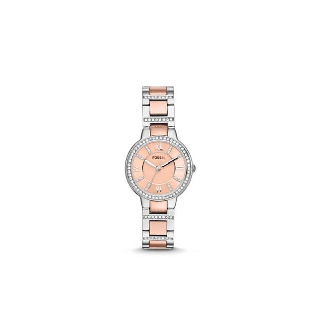 FOSSIL Damenuhr VIRGINIA Edelstahl und Edelstahl IP Rosegold Glassteine ES3405 Blitzschnelle Lieferung