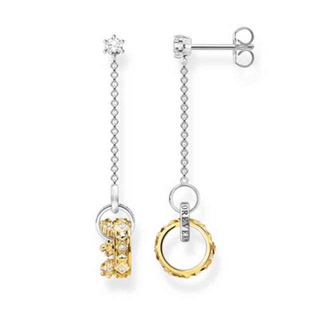 THOMAS SABO H2126-849-7 - Pendientes Para Mujer (plata De Ley 925), Diseño De Corona, Color Dorado Y Plateado