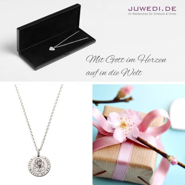 Halskette Mit Schutzengel Anhänger Namensgravur Geschenkidee Patenkind